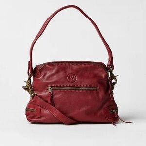 Wanderers Travel Co Leather Manhattan Crossbody Handbag Burgundy